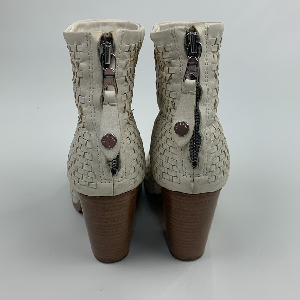 Rag & Bone NY leather heeled Creme woven Ankle Boots booties Size 36 Zip up - Picture 5 of 16